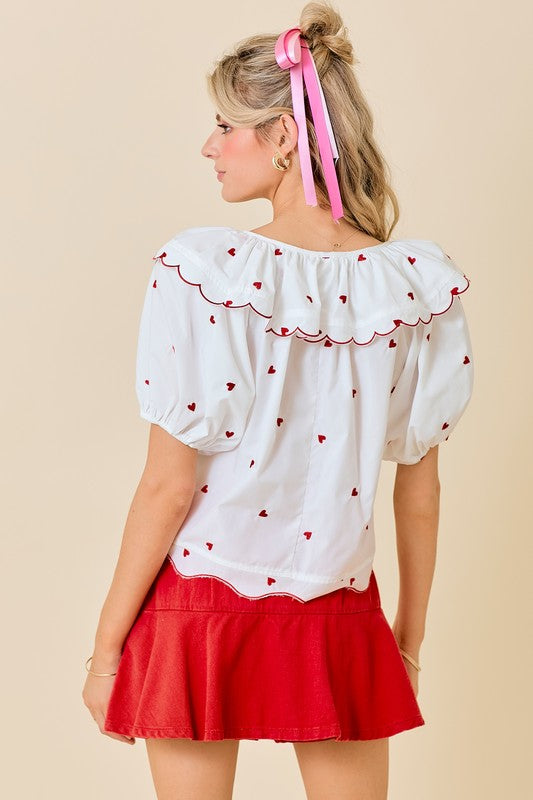 RUBY HEART BLOUSE IN WHITE