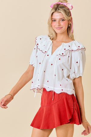 RUBY HEART BLOUSE IN WHITE