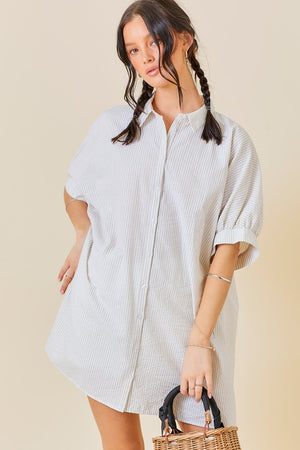 HENRY OVERSIZED BUTTON DOWN DRESS IN TAUPE