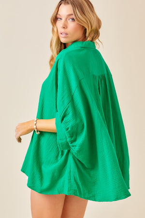 TAYLOR FLOWY BUTTON UP IN GREEN