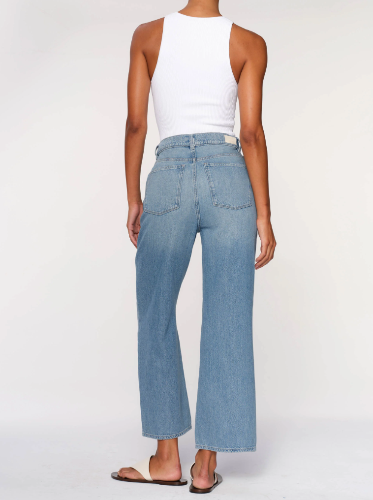 DL1961 HEPBURN WIDE LEG HIGH RISE ANKLE JEANS IN RIVER BANK