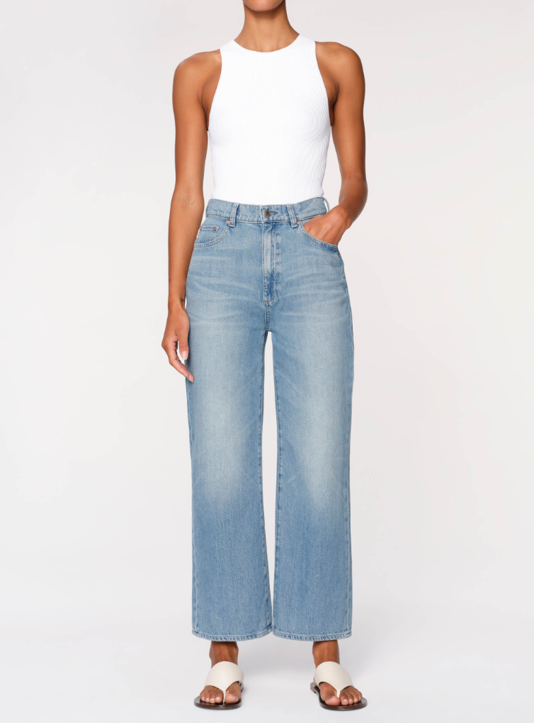 DL1961 HEPBURN WIDE LEG HIGH RISE ANKLE JEANS IN RIVER BANK