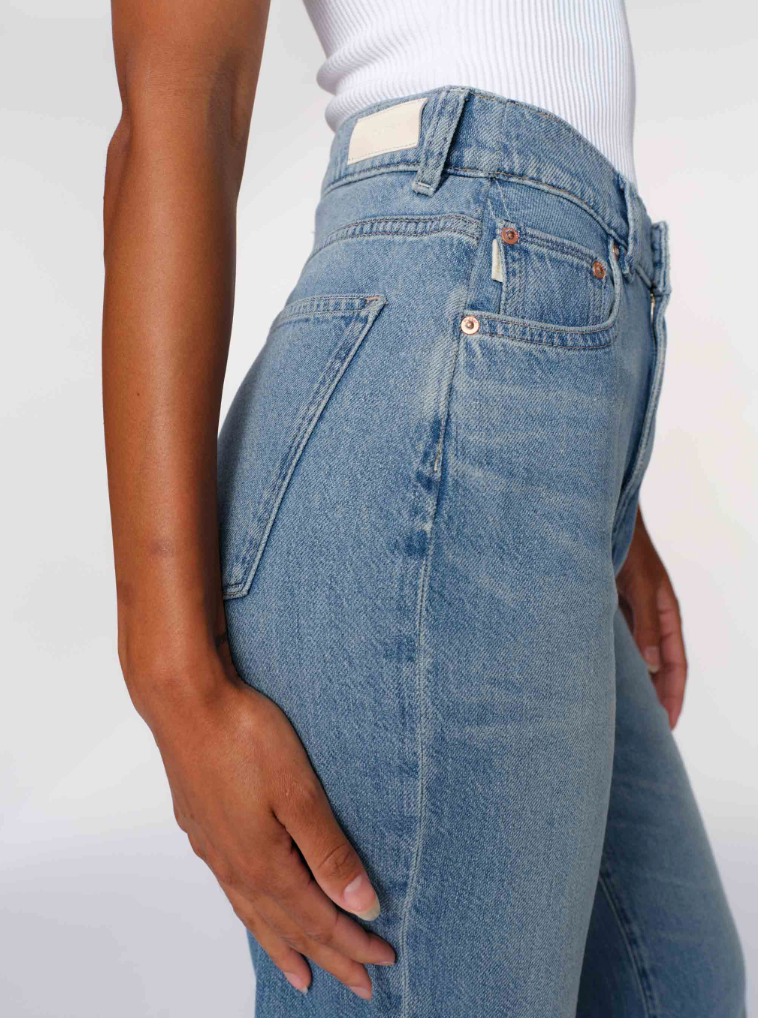 DL1961 HEPBURN WIDE LEG HIGH RISE ANKLE JEANS IN RIVER BANK