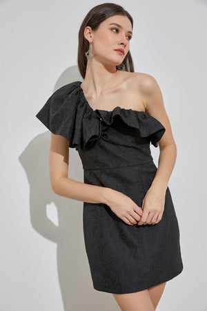 GENEVA ONE SHOULDER BLACK DRESS