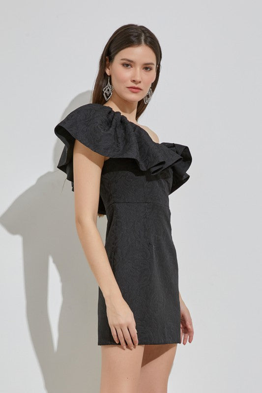 GENEVA ONE SHOULDER BLACK DRESS