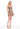 Woman wearing a floral dress on a white background