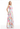 Woman wearing a colorful floral dress on a white background