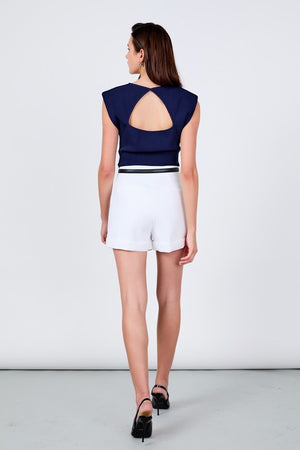CLAIRE CAP SLEEVE TOP IN NAVY