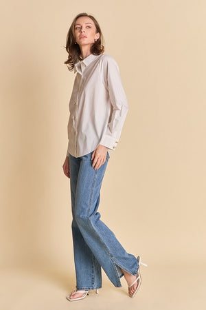 ENDLESS ROSE HARPER CLASSIC BUTTON UP IN WHITE