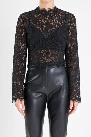 ENDLESS ROSE JACK LACE TOP IN BLACK