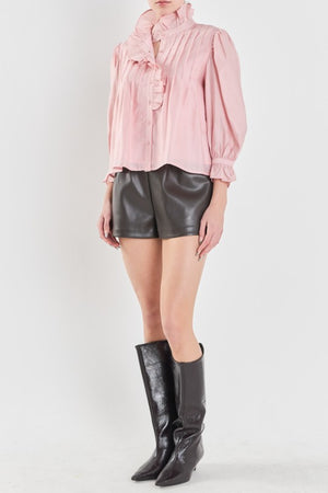 CAROLINE RUFFLE BLOUSE IN PALE PINK