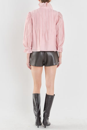 CAROLINE RUFFLE BLOUSE IN PALE PINK
