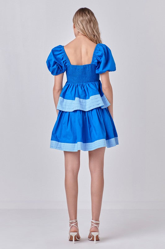 NORA TIERED DRESS IN BLUE