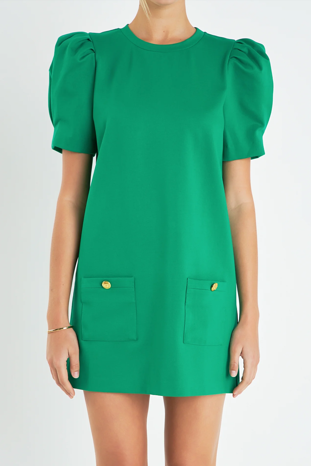 ENGLISH FACTORY SHIFT DRESS IN KELLY GREEN