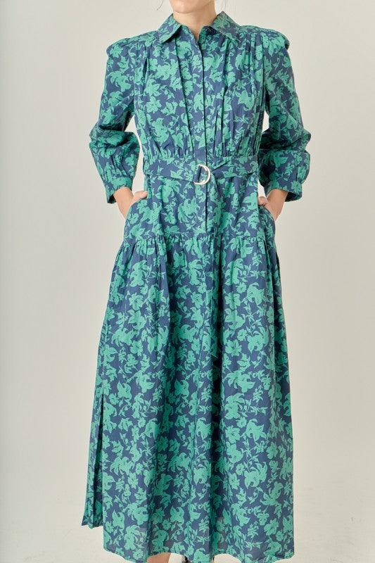 CLARA BELTED MAXI DRESS IN GREEN