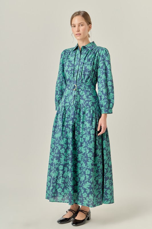 CLARA BELTED MAXI DRESS IN GREEN
