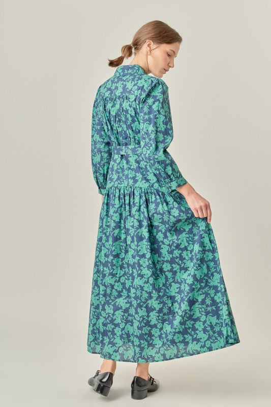 CLARA BELTED MAXI DRESS IN GREEN