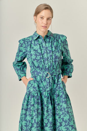 CLARA BELTED MAXI DRESS IN GREEN