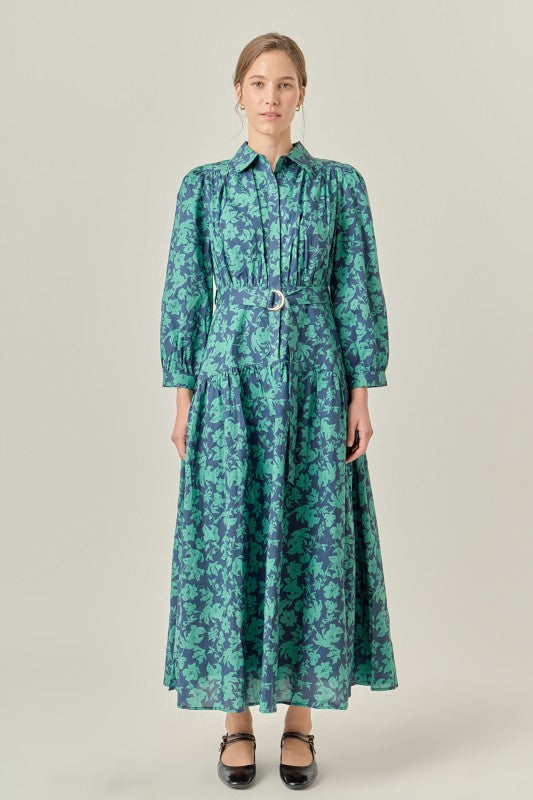 CLARA BELTED MAXI DRESS IN GREEN
