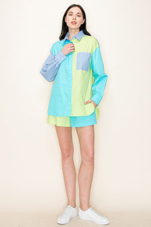 REYNA BUTTON UP BLOUSE IN LIME