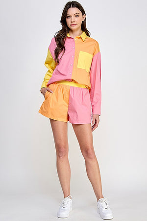 REYNA BUTTON UP BLOUSE IN PAPAYA