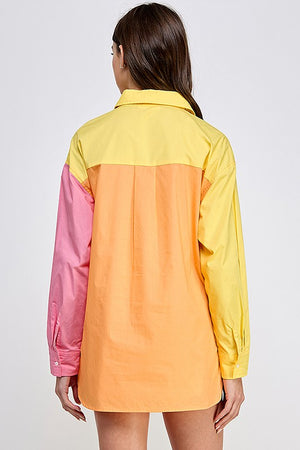 REYNA COLOR BLOCK SHORTS IN PAPAYA