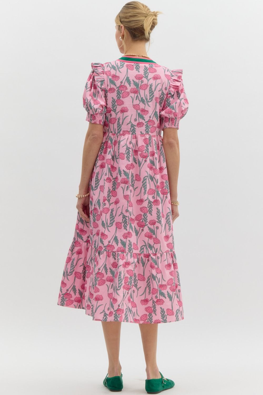 AVA FLORAL MIDI DRESS IN PINK