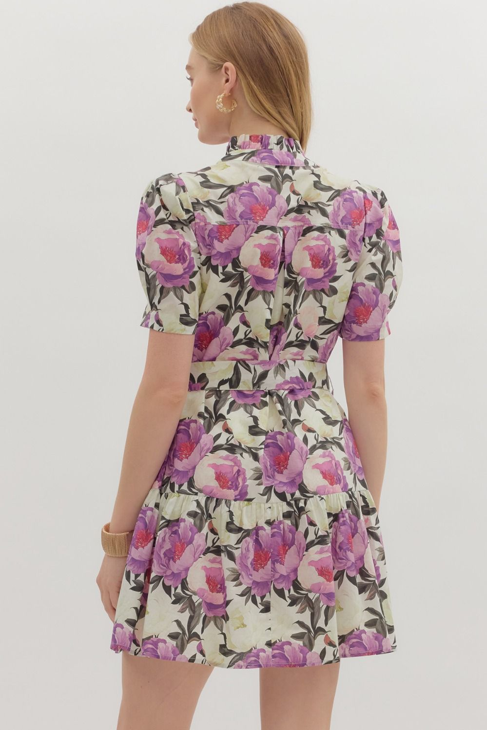 BRIELLE FLORAL MINI DRESS IN PURPLE