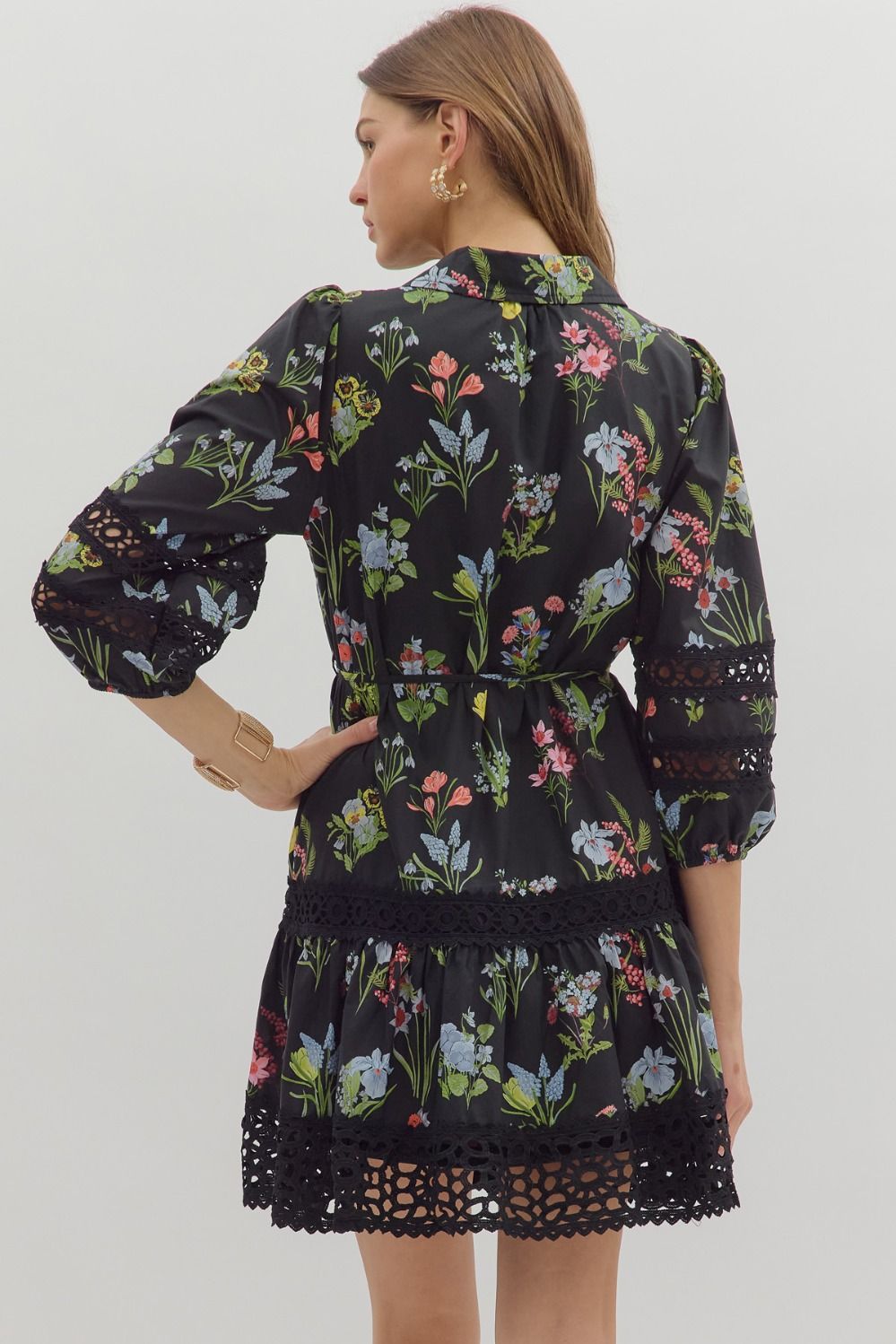 EDEN FLORAL LACE DRESS IN BLACK