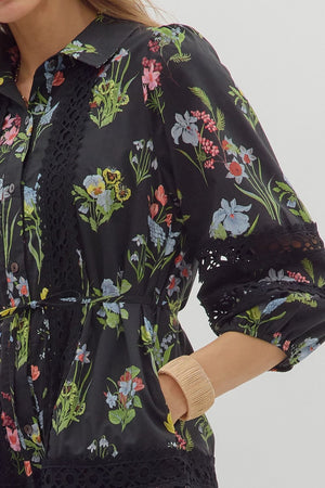 EDEN FLORAL LACE DRESS IN BLACK