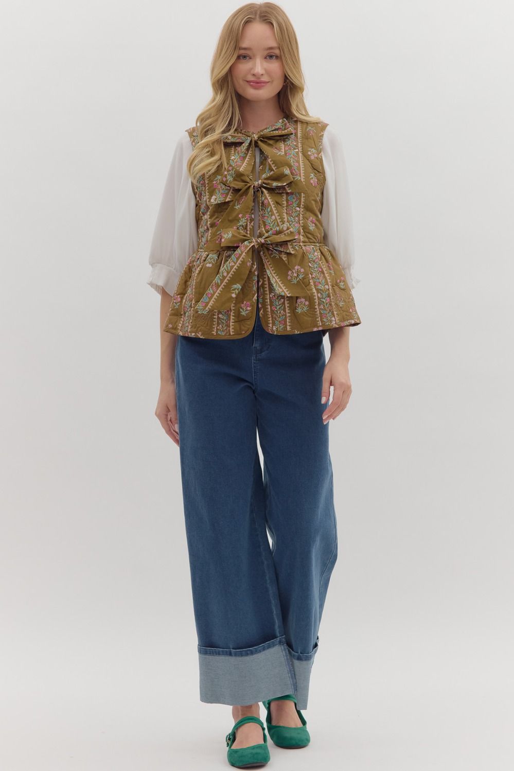 ELOWEN VEST IN FLORAL BROWN