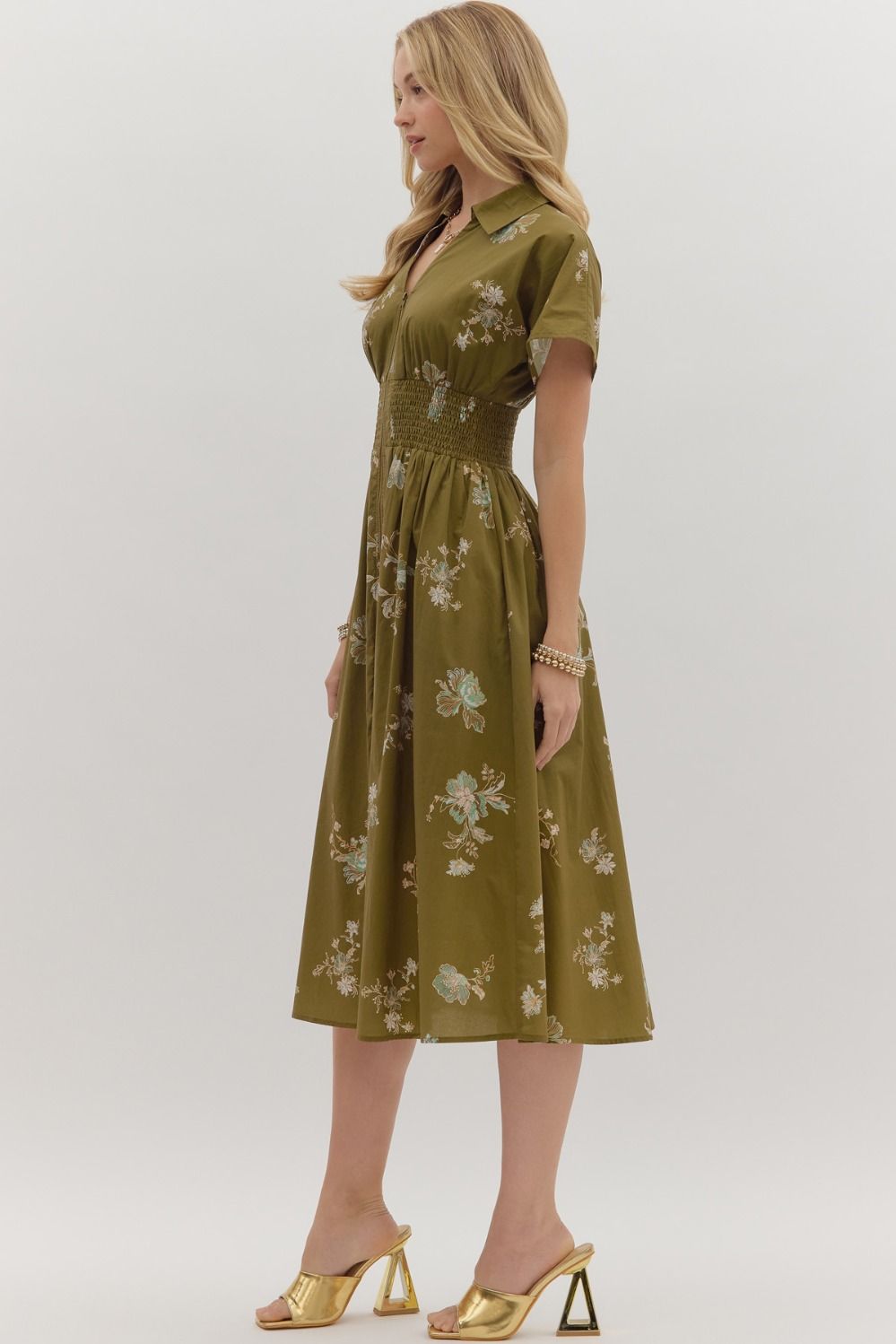 EVELYN SHIRT DRESS IN OLIVE