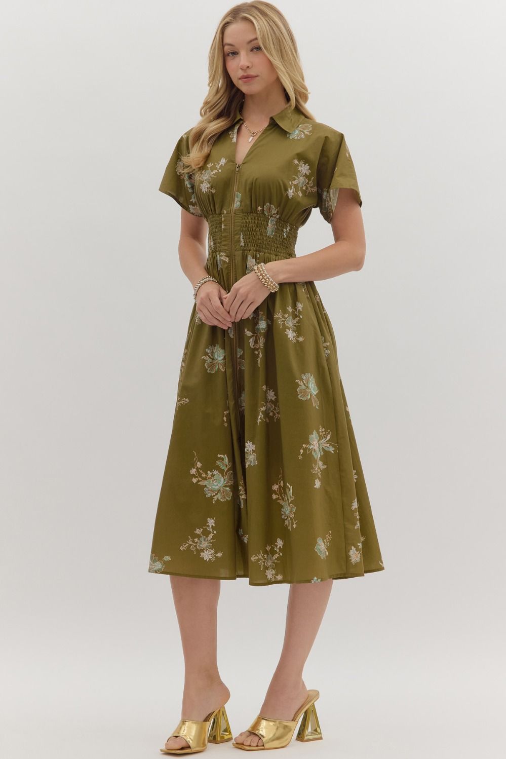 EVELYN SHIRT DRESS IN OLIVE