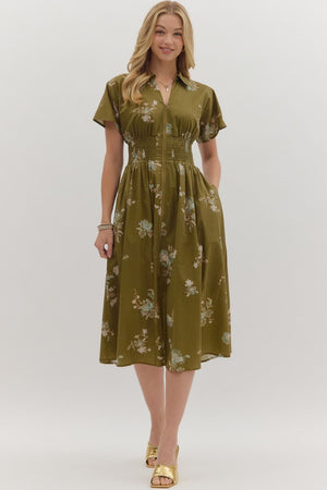 EVELYN SHIRT DRESS IN OLIVE