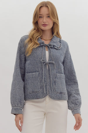 NASH QUILETED JACKET IN DENIM BLUE