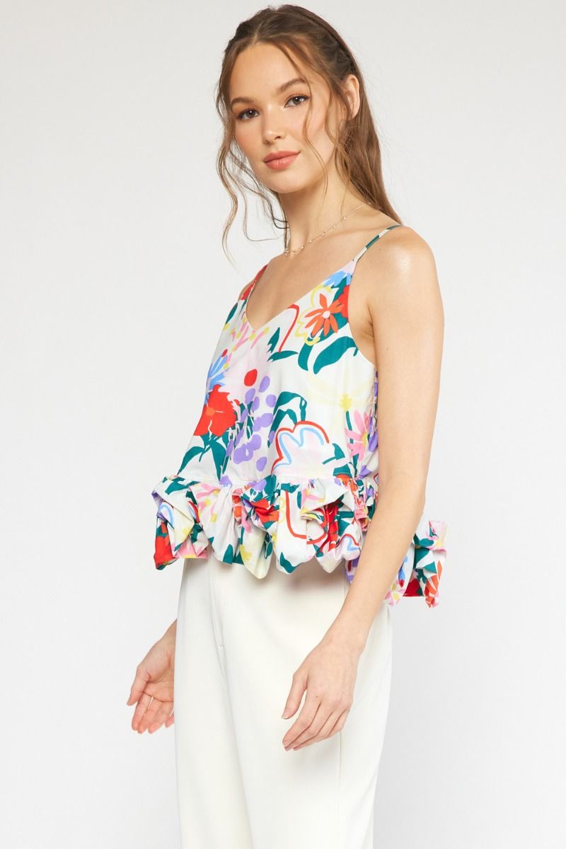FAYE FLORAL CROP TOP IN OFF WHITE