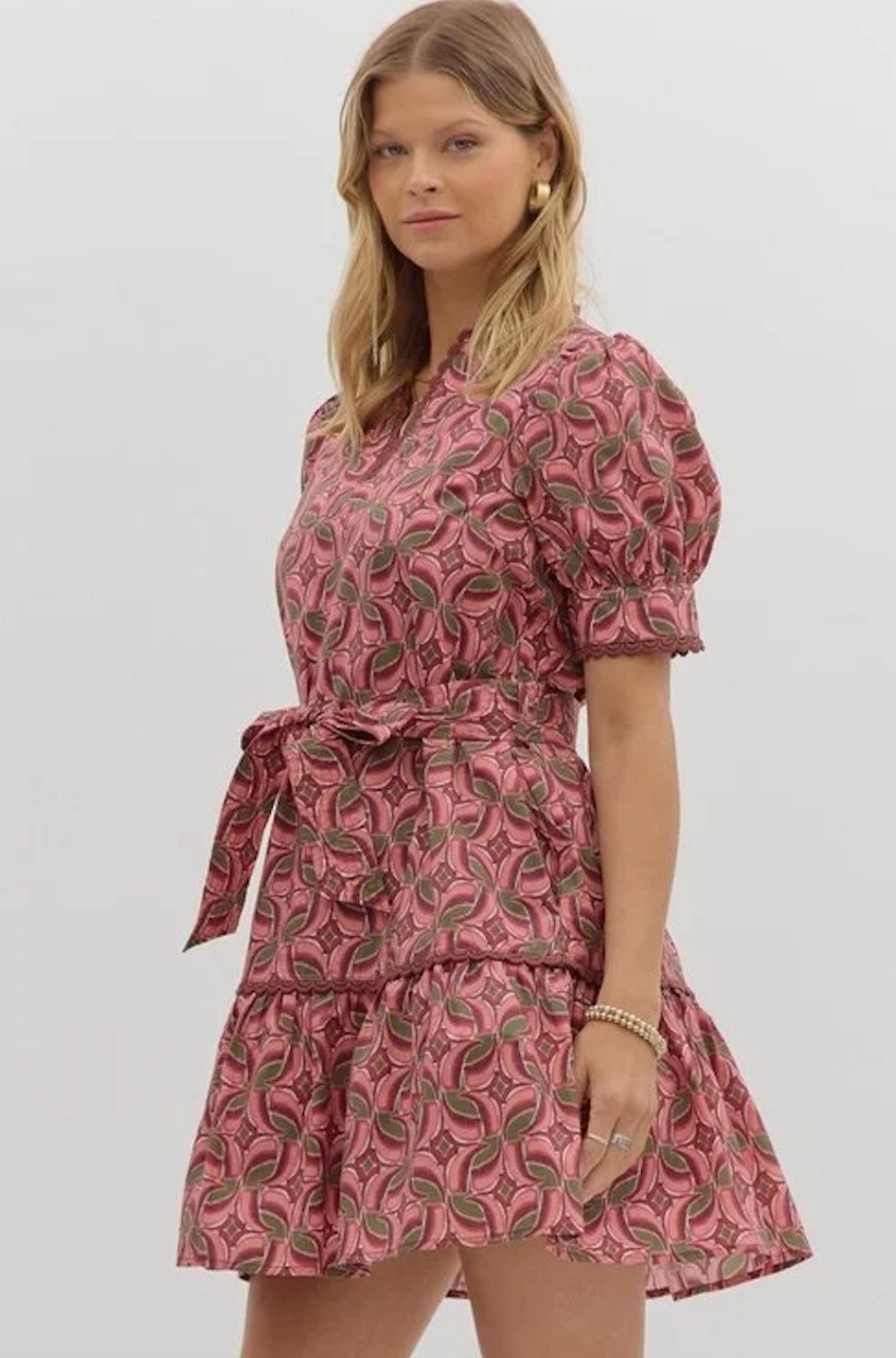 LILA PUFF SLEEVE DRESS IN WINE