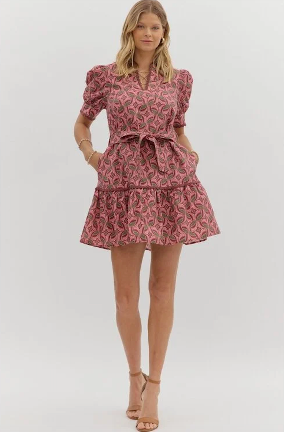 LILA PUFF SLEEVE DRESS IN WINE