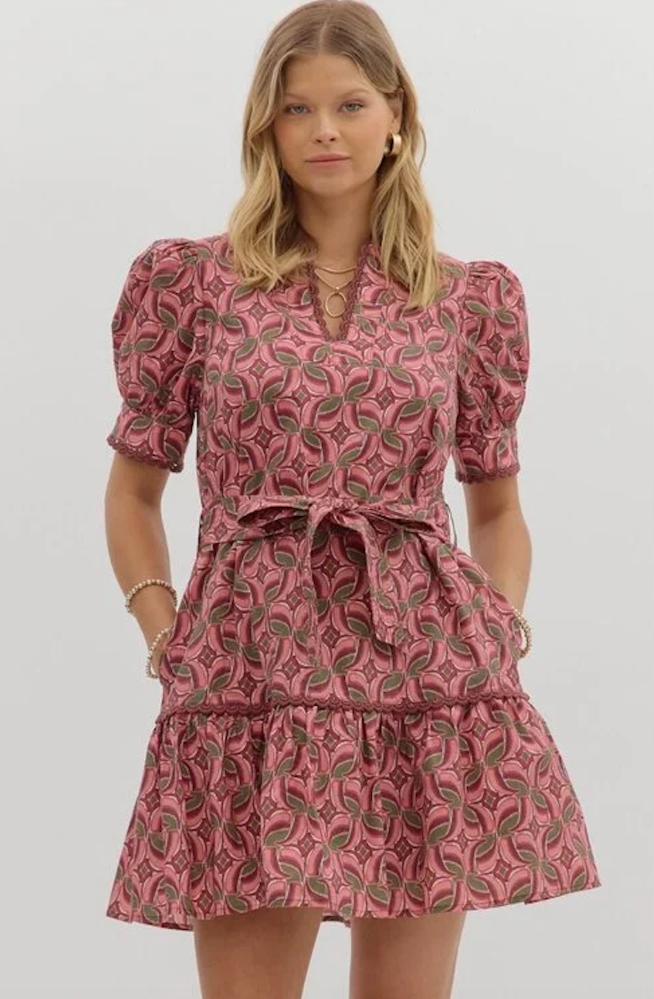 LILA PUFF SLEEVE DRESS IN WINE