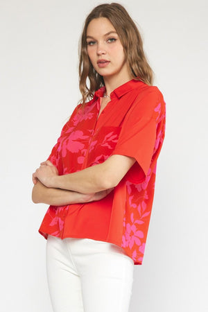 LUCAS FLORAL BLOUSE IN RED