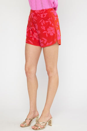 LUCAS FLORAL SHORTS IN RED