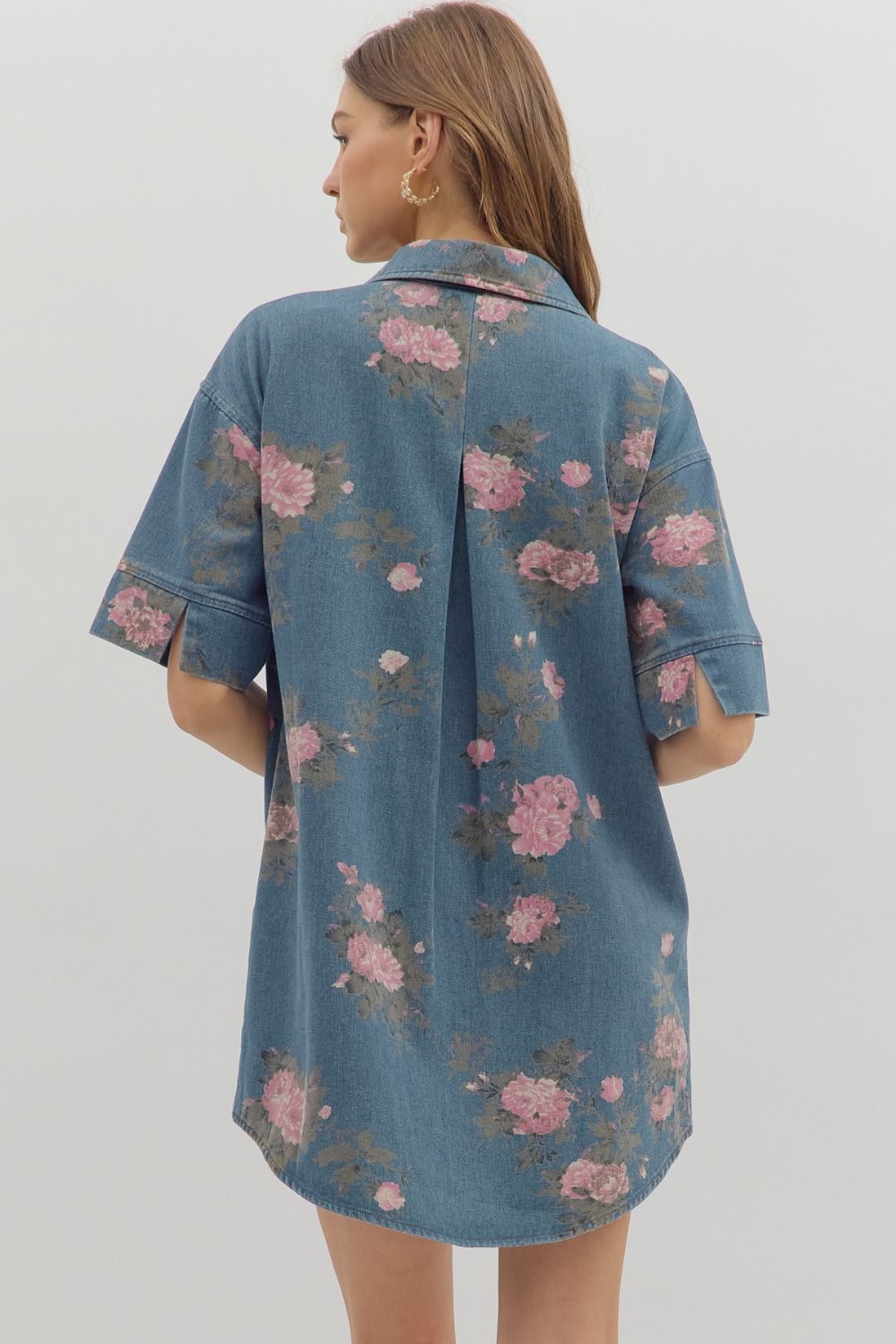 ROXIE FLORAL DENIM DRESS