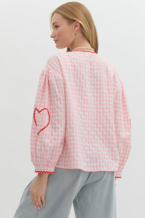 RUBY TIE FRONT BLOUSE IN BABY PINK