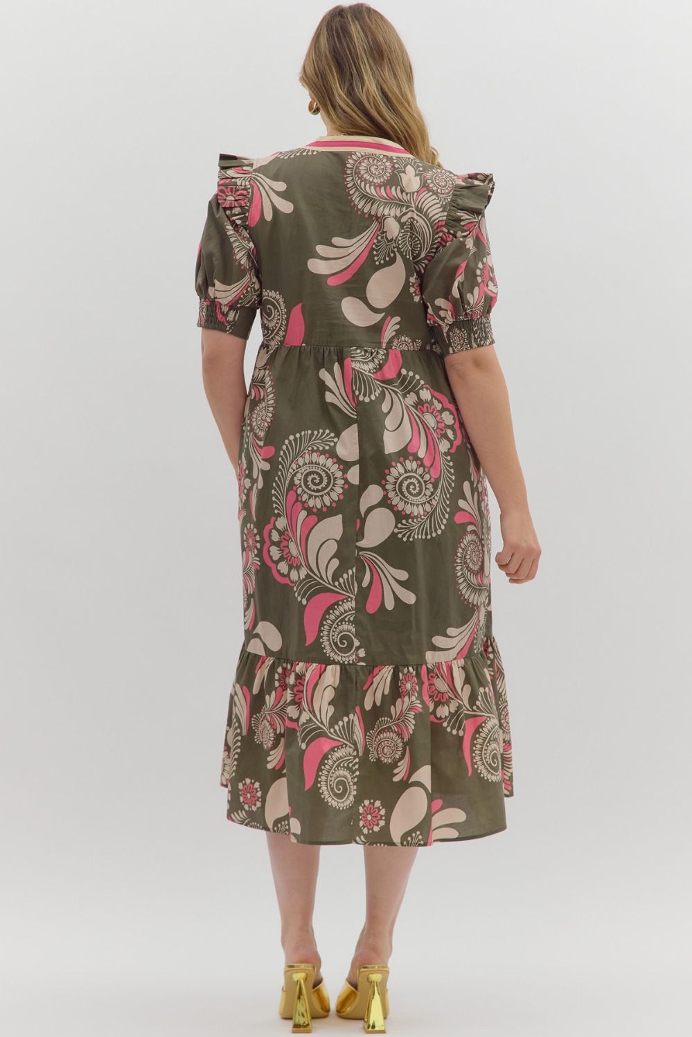 SOLENNE MIDI DRESS IN OLIVE: PLUS SIZE