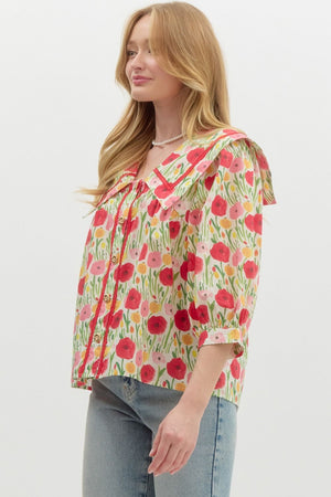 VAL FLORAL TOP IN RED