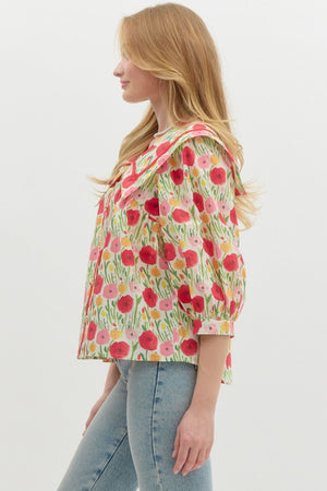 VAL FLORAL TOP IN RED