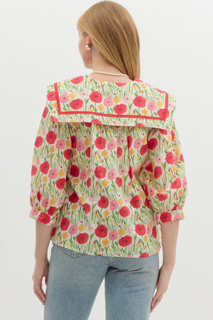 VAL FLORAL TOP IN RED