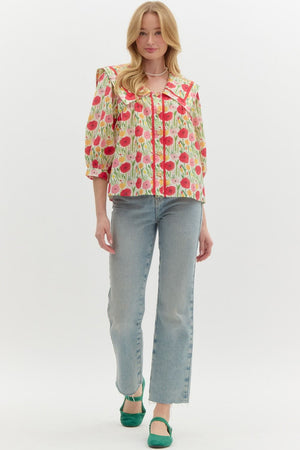 VAL FLORAL TOP IN RED