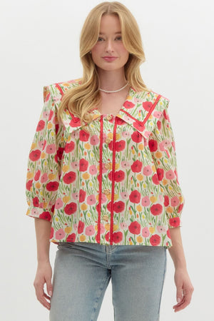 VAL FLORAL TOP IN RED