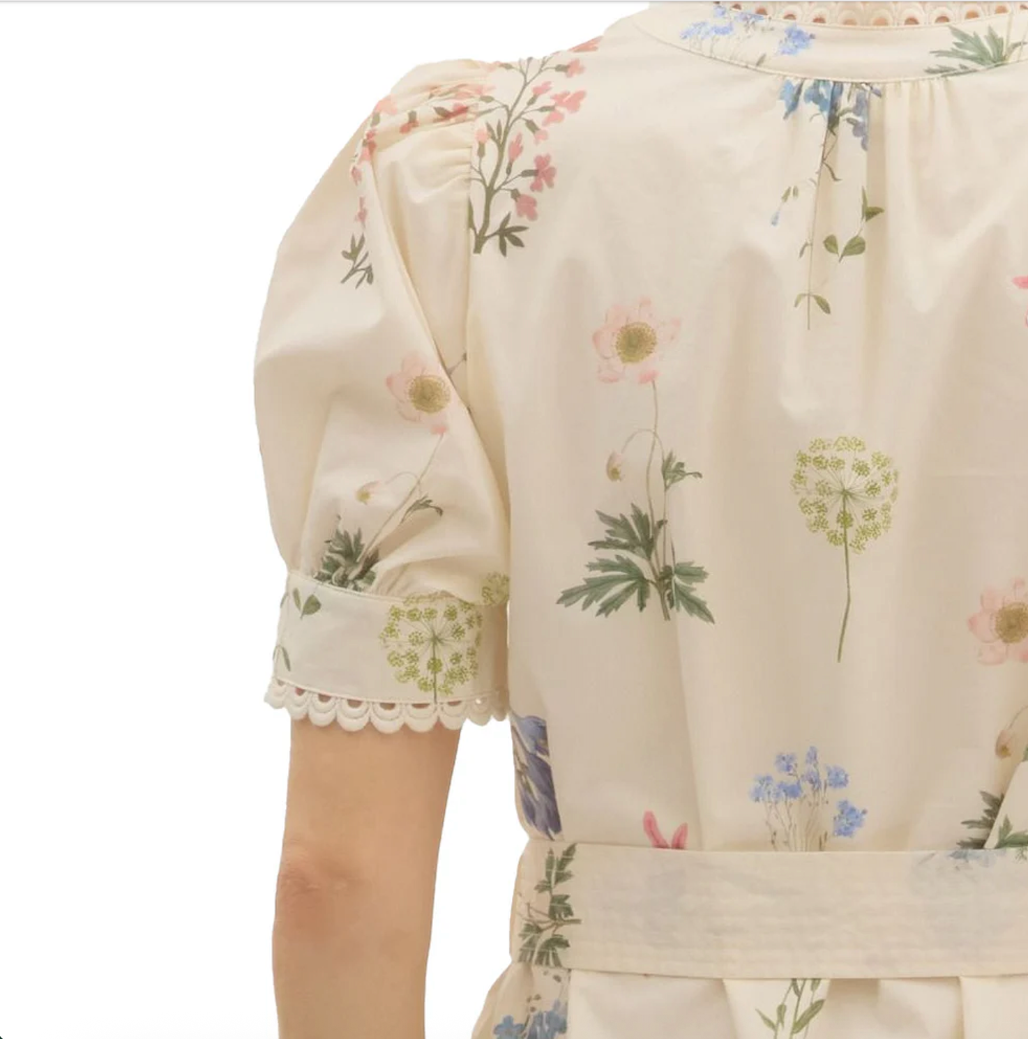FLORAL MINI DRESS WITH BELT IN CREAM